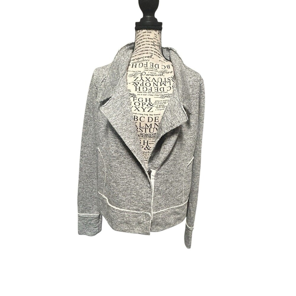 Anthropologie Dolan French Terry Heathered Gray Moto Jacket Lg City Chic Grunge‎